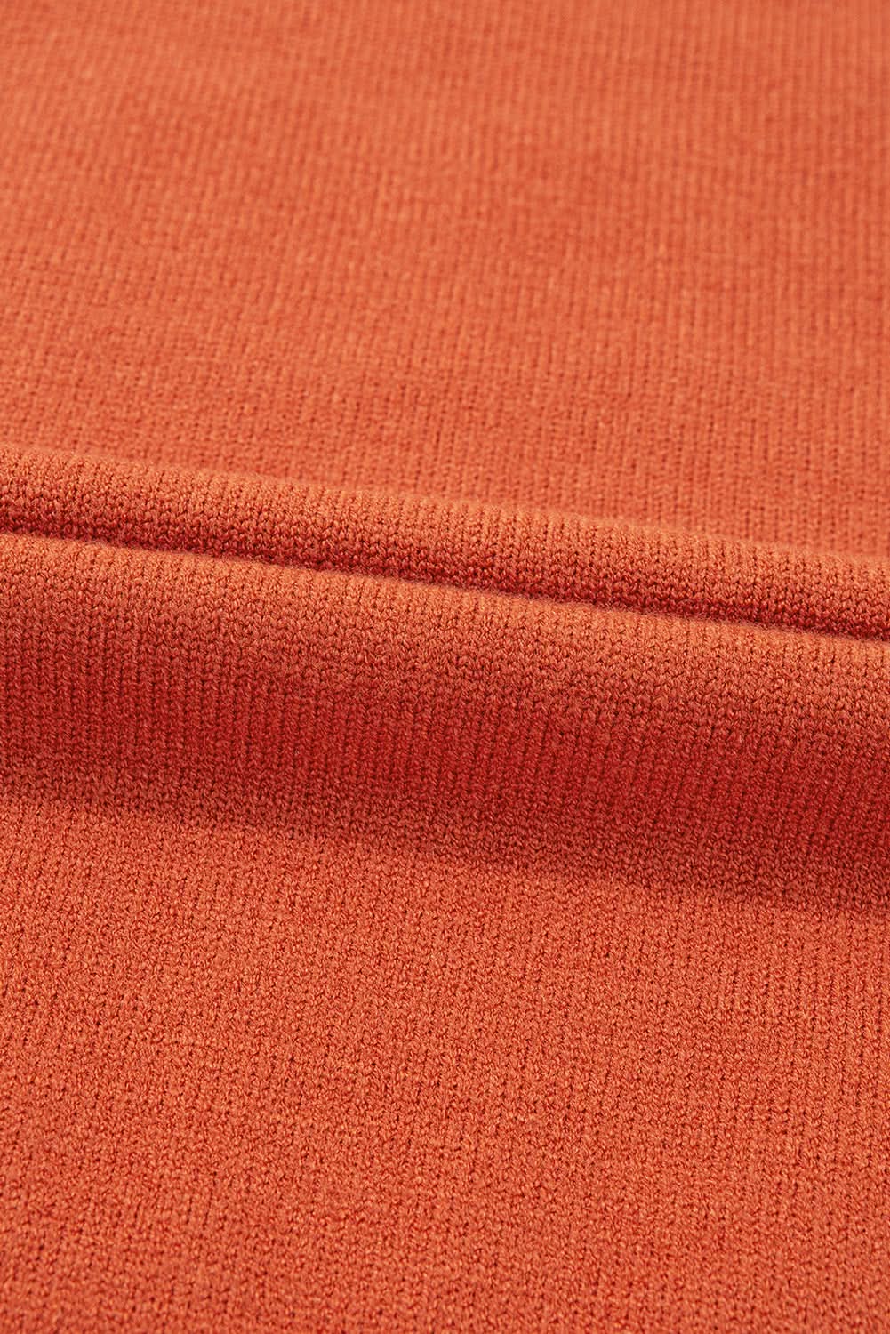 Orange Boo Knitted Pattern Ribbed Edge Drop Shoulder Sweater - Love Salve